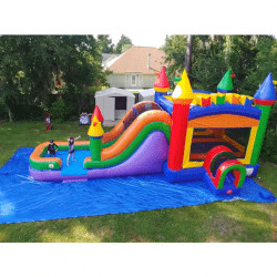 IMG 4673 1709512880 Mega Rainbow Bounce House With Slide