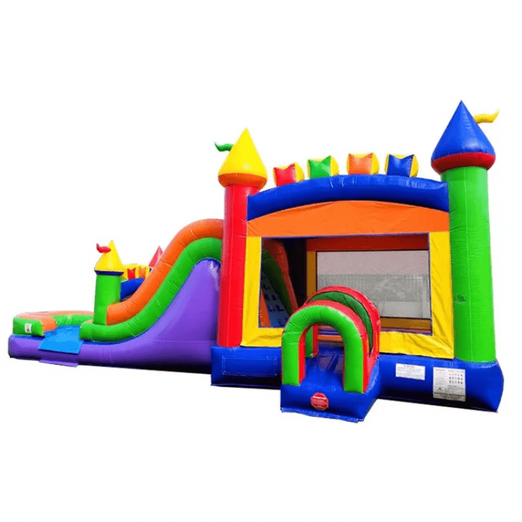 Mega Rainbow Bounce House With Slide